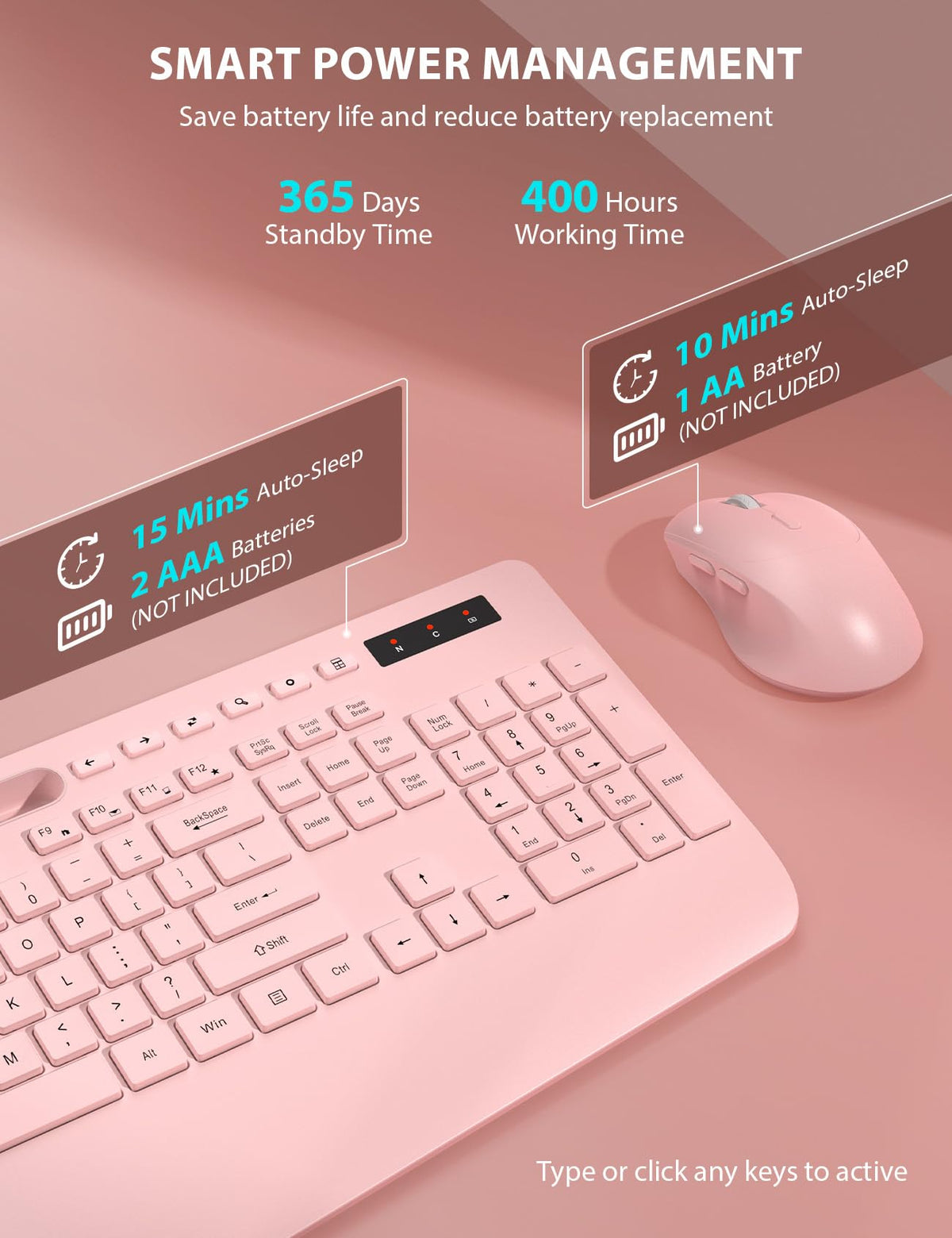Wireless Keyboard and Mouse Combo - Full-Sized Ergonomic Keyboard with Wrist Rest, Phone Holder, Sleep Mode, Silent 2.4GHz Cordless Keyboard Mouse Combo for Computer, PC, Laptop, Mac, Windows -Trueque