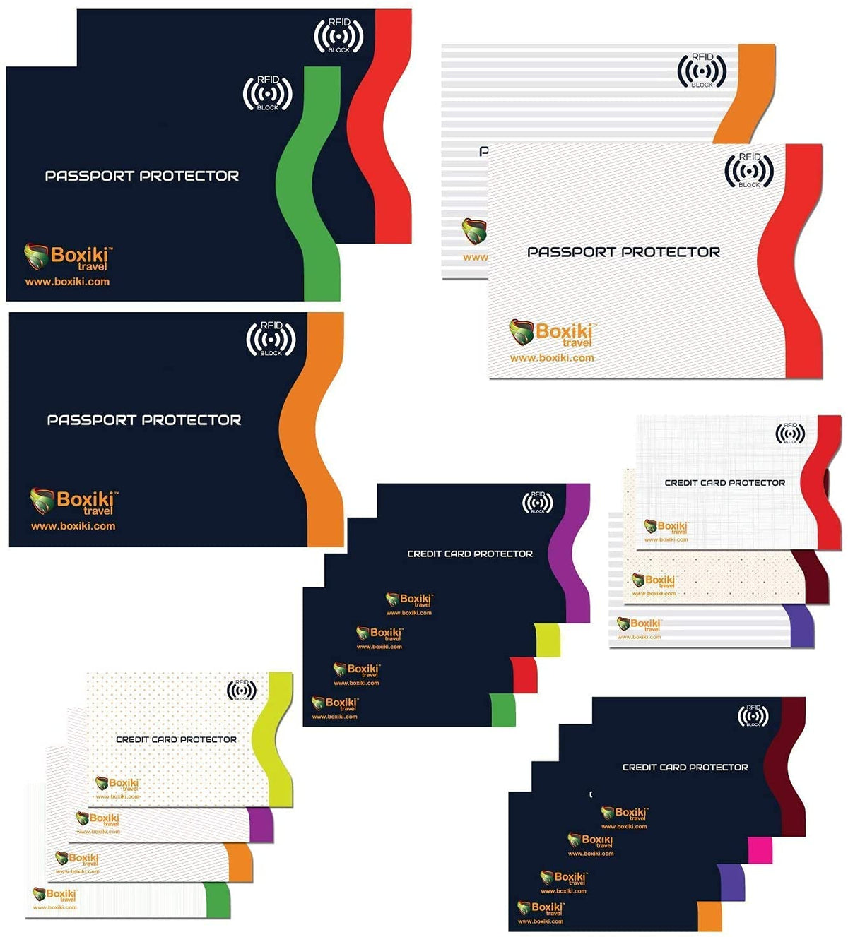 RFID Blocking Sleeves, 20-Pack Set, Color Coding System, Identity Theft Prevention RFID Card Holder And Credit Card Protector (15 Credit Card Sleeves + 5 Passport Holders) (Navy Blue)