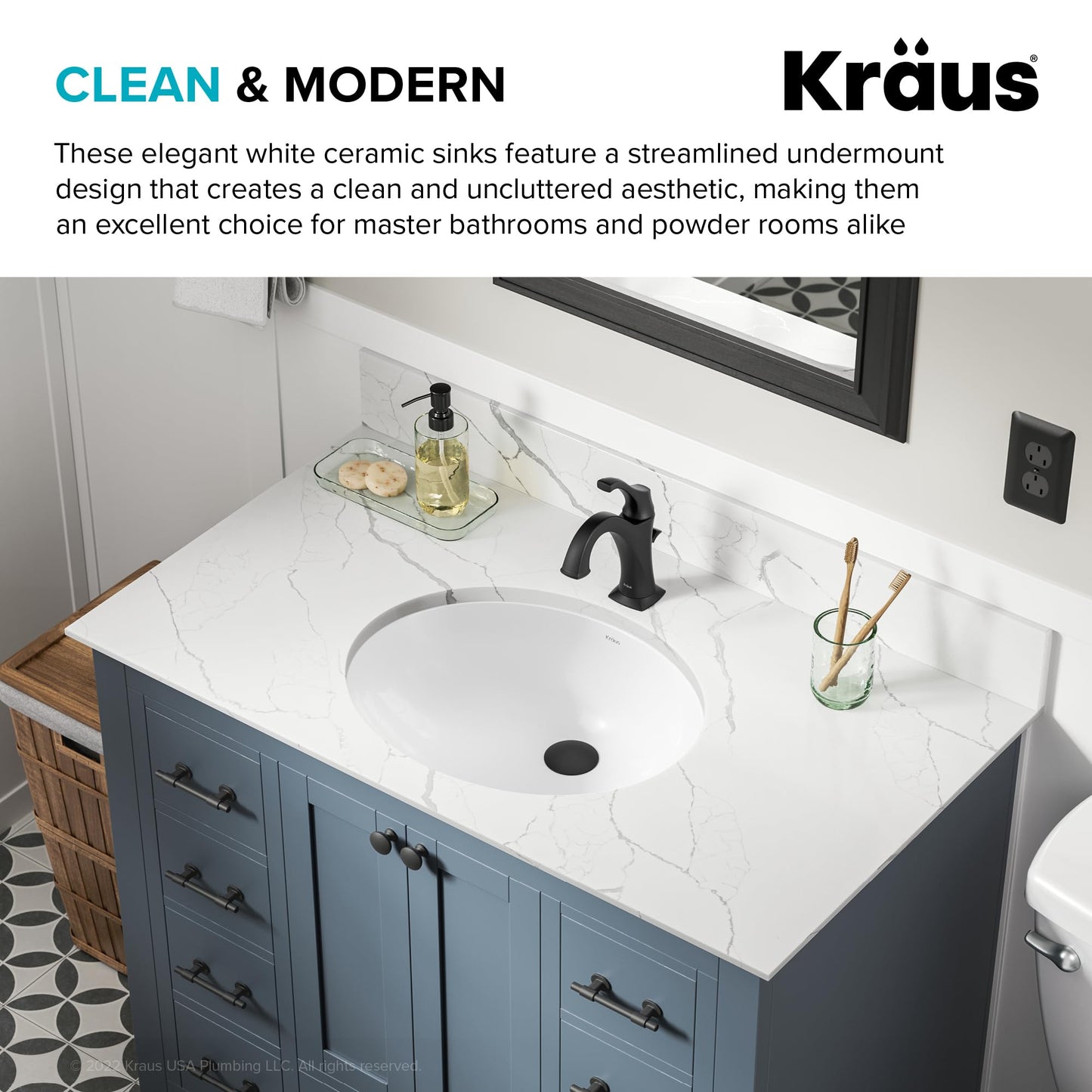 KRAUS Elavo 19.25 in. Oval Porcelain Ceramic Undermount Bathroom Sink in White with Overflow Drain, KCU-272