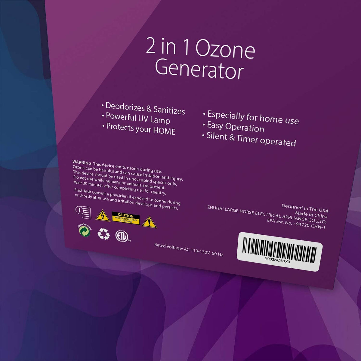 Home Sanitizer Solutions Ozone Generator for Home and Commercial Use -10,000mg/h, O3 Air Purifier and Ionizer Machine