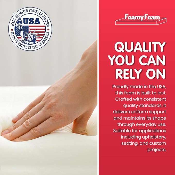 FOAMYFOAM 3Pack of High Density 6 inch Thick, 18 inch Wide, 18 inch Long Upholstery Foam, Cushion Replacement