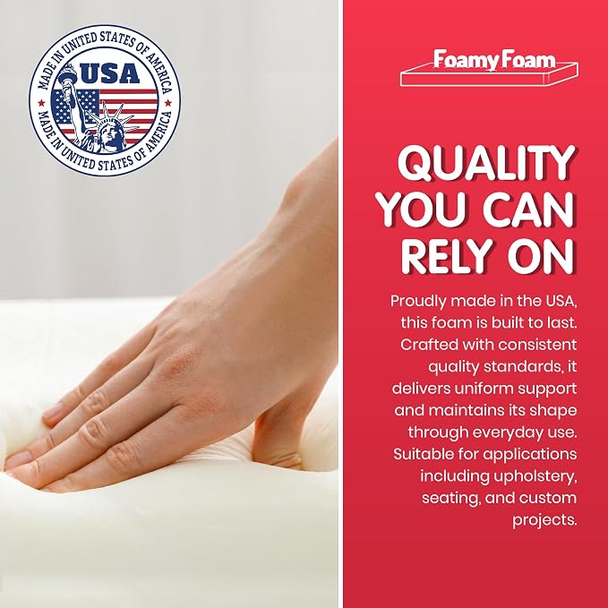 FOAMYFOAM 5Pack of High Density 6 inch Thick, 18 inch Wide, 18 inch Long Upholstery Foam, Cushion Replacement