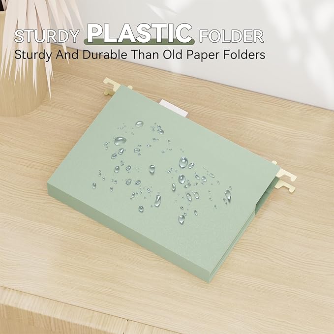 Plastic Hanging File Folders Letter Size,1 Inch Expansion,12 Pack Reinforced Heavy Duty Hanging Folders,File Cabinet Folders,Adjustable Tabs,Expandable Hanging File Folder,Morandi Color