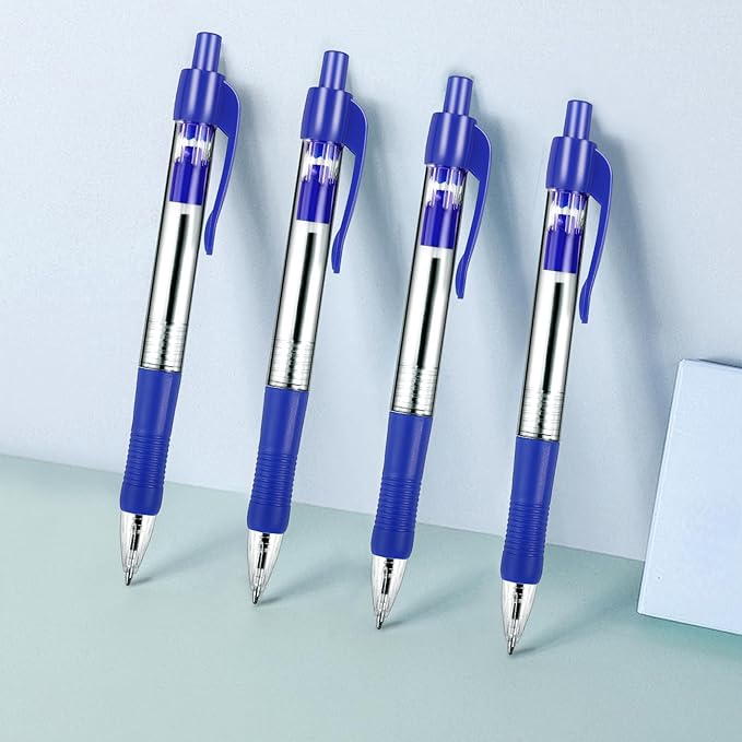 200 Pack Ballpoint Pens Bulk, Blue Gel Ink Pens, 1.0 mm Medium Point Pen, Retractable Smooth Writing Pen with Comfortable Grip for Journal Writing Home Office Supplies (Blue Ink)