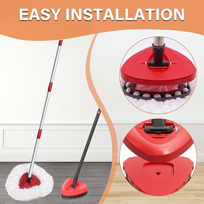 5 Pack Spin Mop Head Replacement for O Cedar EasyWring 1-Tank System,Include 4 Mop Replace Heads + 1 Upgrade Scrubber Brush, 100% Microfiber Mop Refills Deep Cleaning Machine Washable