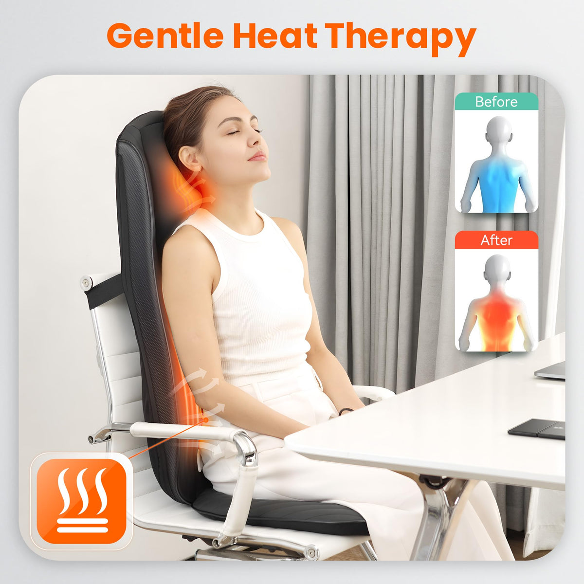 Snailax 2025 Shiatsu Neck Back Massager with Heat -Deep Kneading Massage Chair Pad,Adjustable Intensity,Full Body Massage Seat Cushion for Relaxation