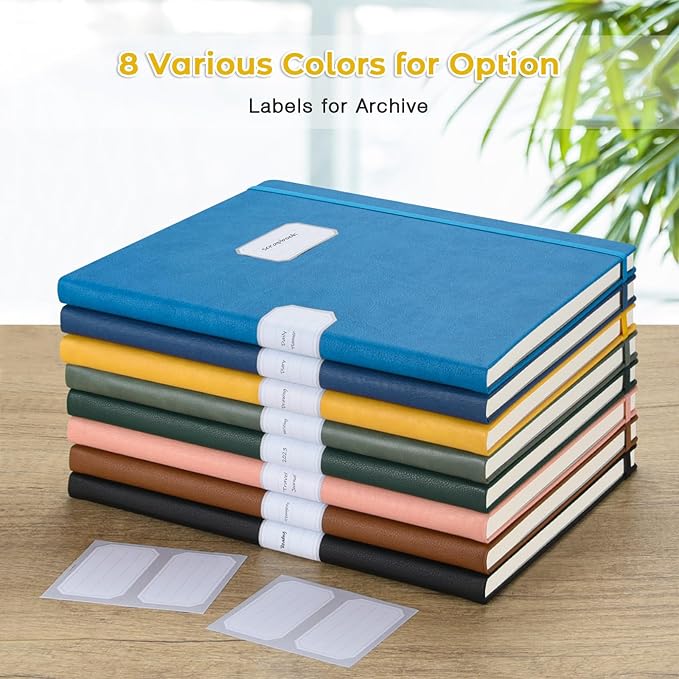 Lined Journal Notebook, 8.5" x 11" Hardcover Leather Notebook for Work, Wide Ruled Notebook Journal for Women Men, 192 Thick Paper, Lay Flat, 2 Pockets, A4 Large Journals for Writing, Yellow Notebook