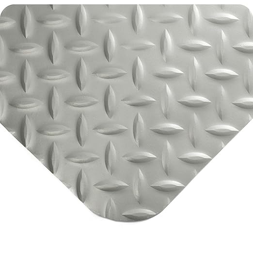 Wearwell 414.1516x2x4GY Diamond-Plate SpongeCote UltraSoft Mat, 4' Length x 2' Width x 15/16" Thick, Gray