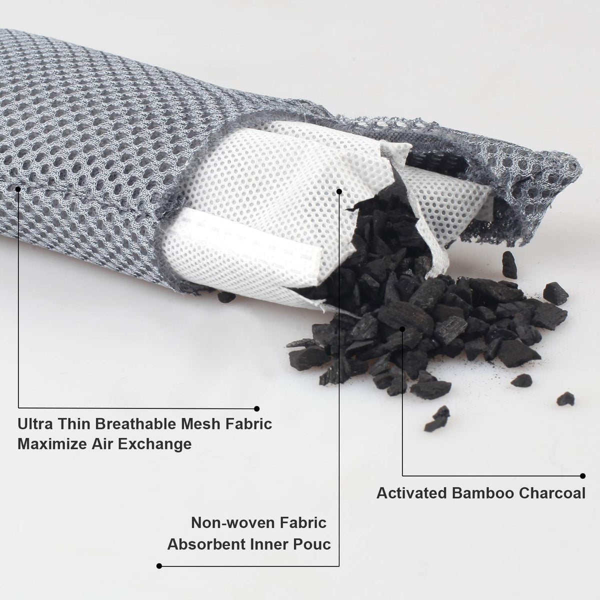 12 Pack Charcoal Shoe Deodorizer Bags inserts, Shoe Odor Eliminator,Drawer Deodorizers, Activated Charcoal Odor Absorber for Gym Bag, Car, Pet, Closet
