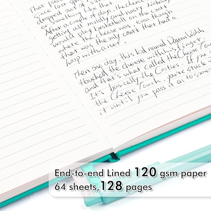 feela 12 Pack Notebooks Journals Bulk, Hardcover Notebook Classic Ruled Lined Journals with Pen Holder for Women Girls School Business Supplies, with 12 Black Pens, 120 GSM, 5.1”x8.3”, A5, Aqua