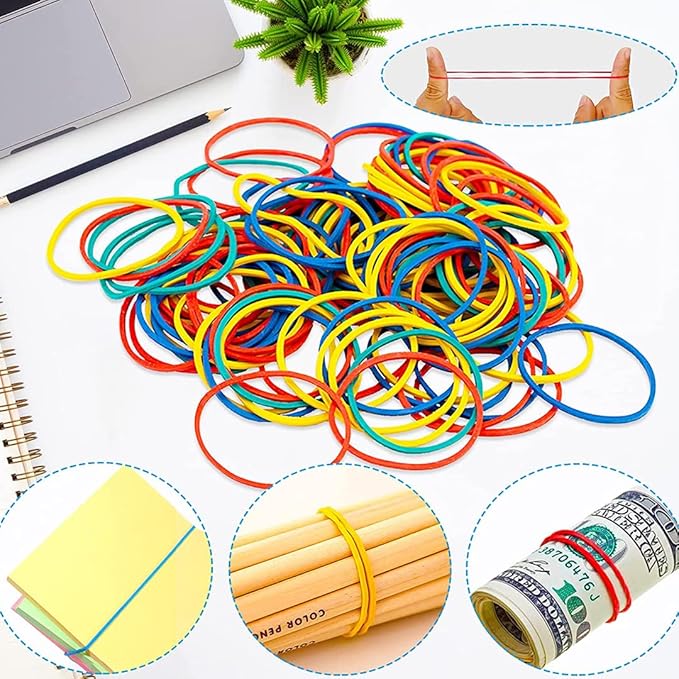 Vinaco 300PCS Paper Clips and Binder Clips Assorted Sizes, Colored Paper Clips (2" Large/1.3" Medium), Binder Clips (1" Medium /0.75" Small/0.6" Mini) and Rubber Bands for Home Office School