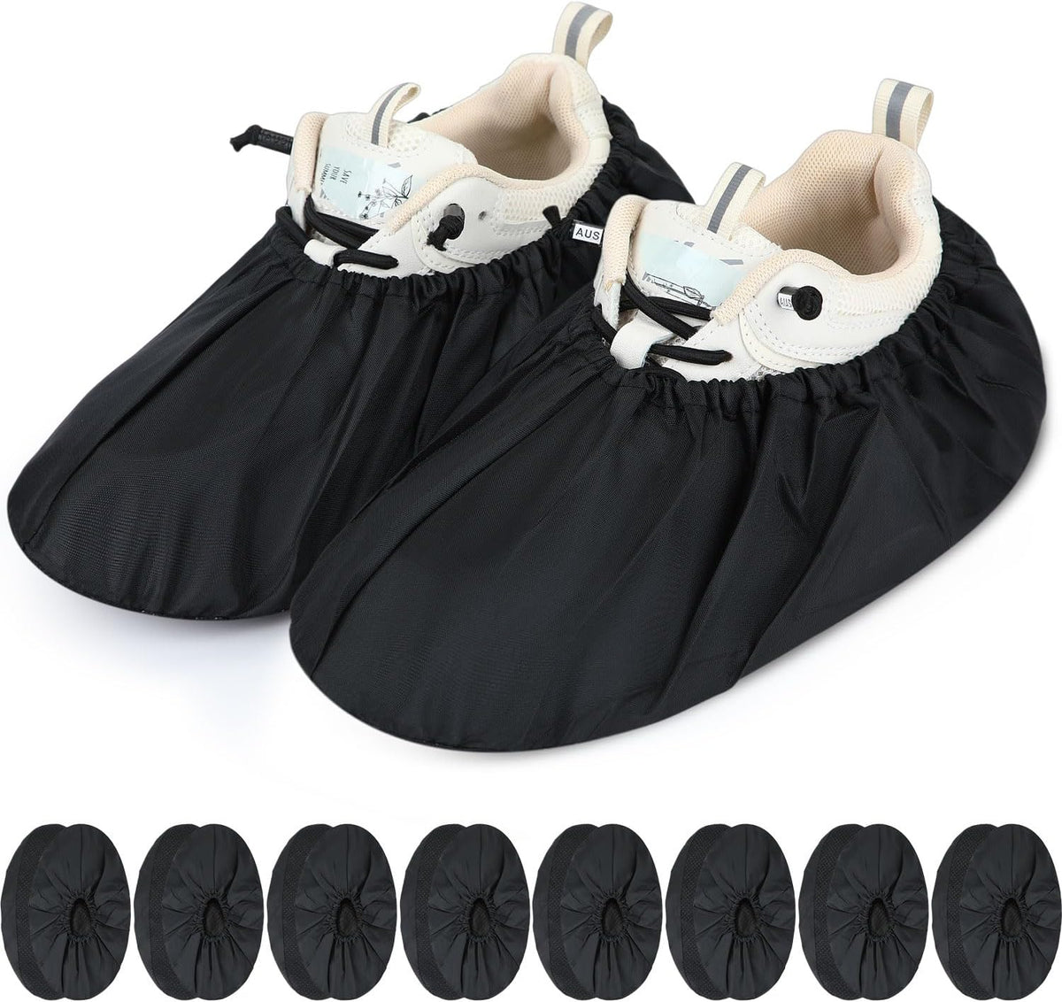 Frienda 8 Pairs Non Slip Reusable Shoe Covers Waterproof Boot Covers for Household Carpet Floor Protection Machine Washable (Medium)