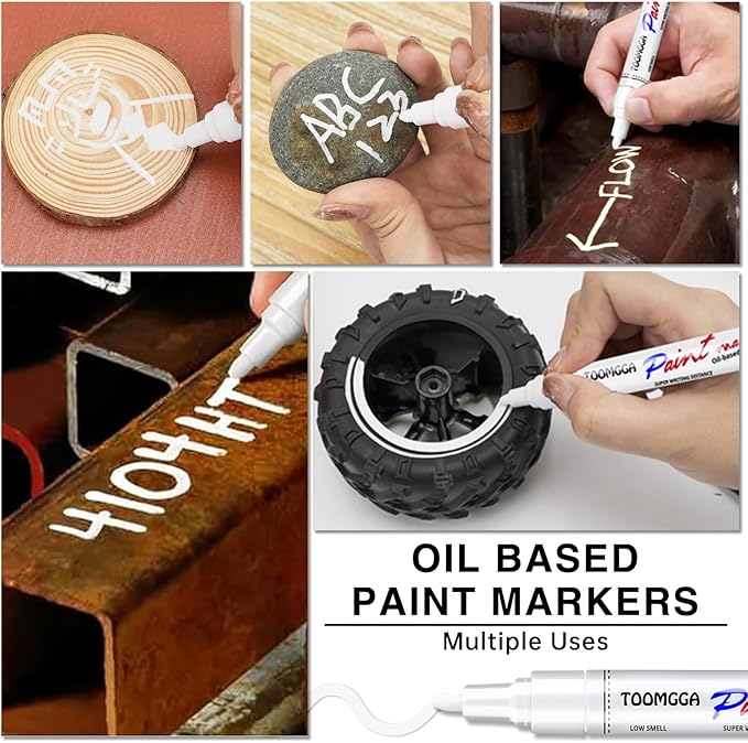 Orange Permanent Paint Pens - 2 Pack Oil Based Paint Markers, Pens for Rock Painting Car Tyre Metal, Plastic, Canvas, Mugs, Wood, Glass, Quick Drying and Waterproof, Medium Point
