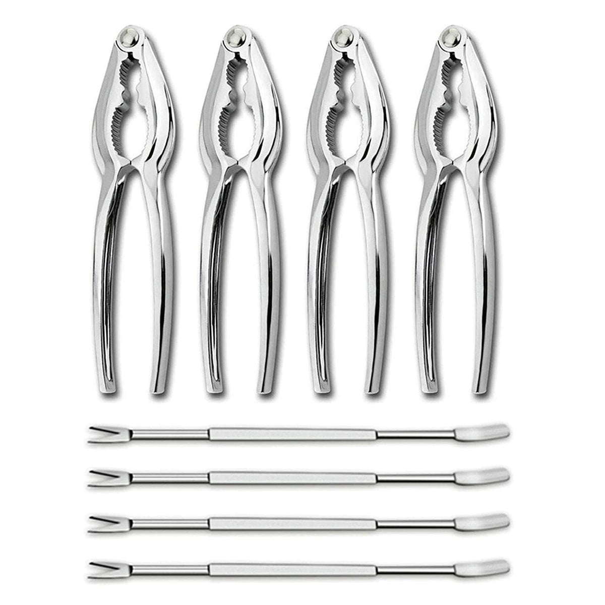 Crab Leg Crackers and Picks, Set of 4 Easy-to-Use Lobster Crackers & Stainless Steel Lobster Picks, Crab Crackers and Tools, Seafood Tool Kit by Smedley & York
