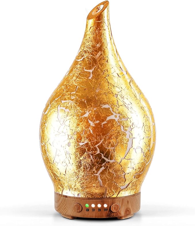 Porseme Essential Oil Diffuser Glass Aromatherapy Ultrasonic Humidifier, Air Refresh Auto Shut-Off, Timer Setting, BPA Free for Home Hotel Yoga Leisure SPA Gift 150ml Last 6H