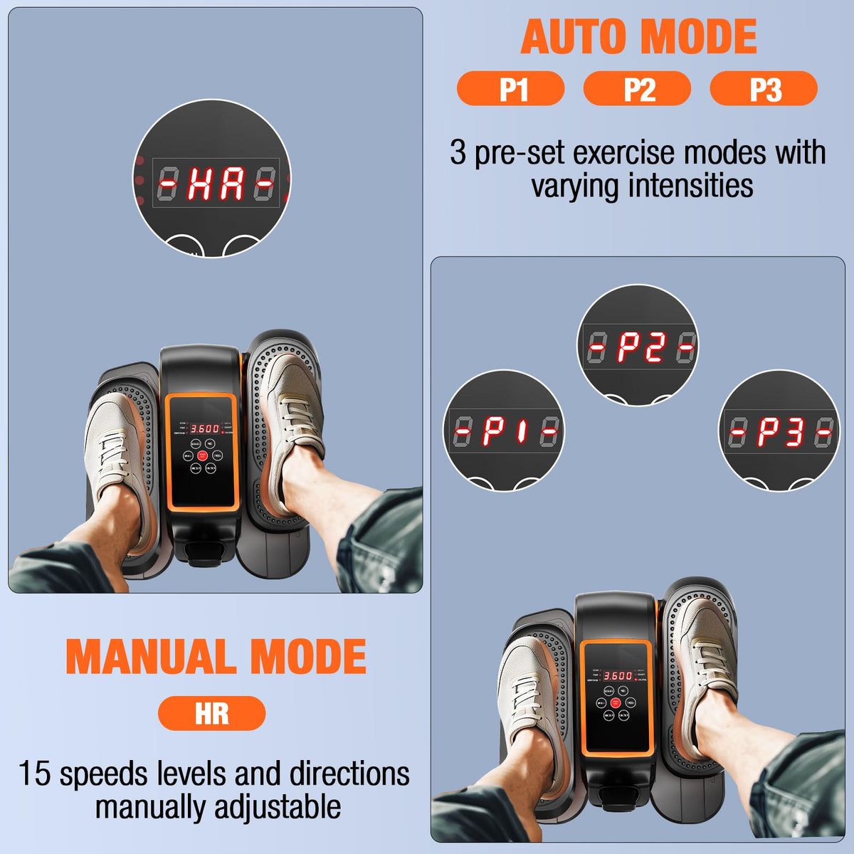 Under Desk Elliptical Machine, Ellipse Leg Exerciser as Seen on TV with Remote, 15 Adjustable Speed, Portable Elliptical Machine While Sitting for Seniors, Quiet for Home Office
