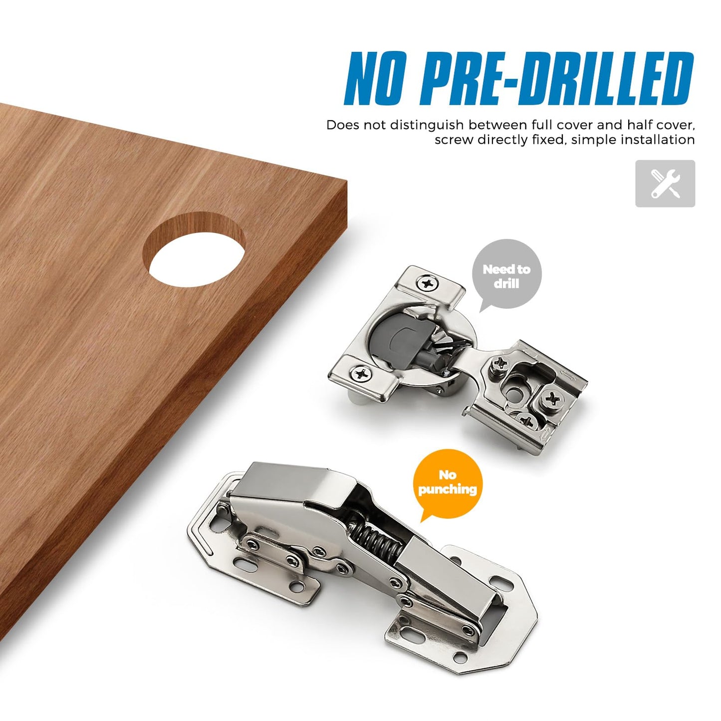 Ravinte 10 Pack Hidden Hinges Soft Close Surface Mount Kitchen Cabinet Hinges, No Pre-drilled for Kitchen Cupboard
