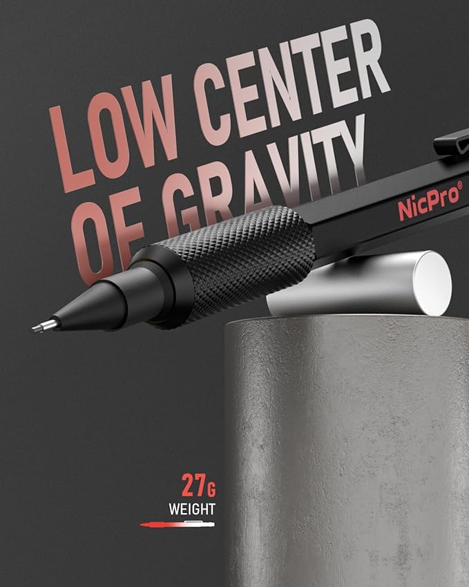 Nicpro 0.9 Metal Mechanical Pencil Set with Case, 3PCS Hevey Duty MP2000 Lead Pencil With 6 Tube HB Lead Refills 0.9mm, Erasers, Weatherproof Barrel for Outdoor Writing Drafting Drawing Sketching