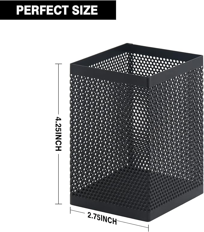 Comix Mesh Pen Holder Desk, Wire Pencil Holder with Foam Pad and Non-Slip Bottom Office Supplies Desk Organizer for Home Office School, 10 Packs