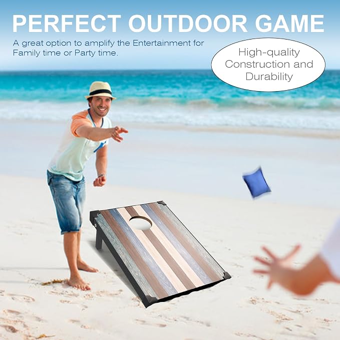 2’x3’ Cornhole Boards Set, Cornhole Outdoor Game Set - Corn Hole Toss Boards Set with 8 Cornhole Bags and 2 Cornhole Boards, Cornhole Sets for Adults Lawn Outside Backyard Games