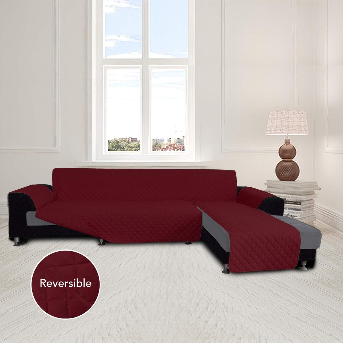 Easy-Going Sofa Slipcover L Shape Sofa Cover Sectional Couch Cover Furniture Protector Mat for Pets Dog Cat (Small, Christmas Red/Christmas Red)