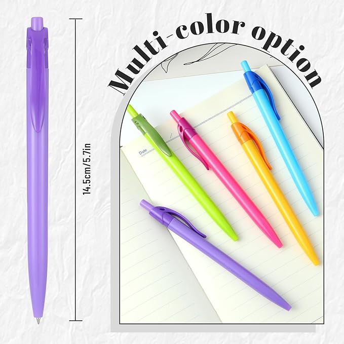 Yuxingrong Retractable Ballpoint Pens 1.0mm, Smooth Writing Black Ink Click Pens, Comfort Grip & Anti-Slip Design, Quick-Dry Oil-Based for Office, School, Journaling, Planner 50Pack