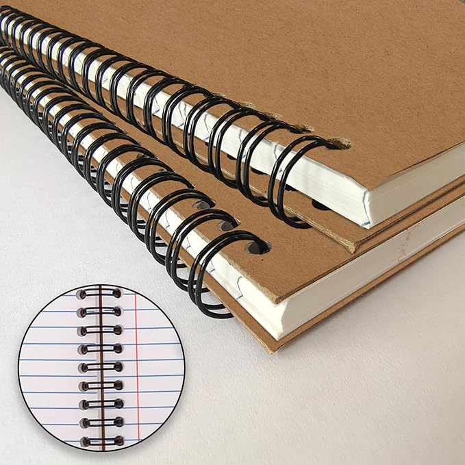 48 Pack Kraft Spiral Notebook, A5 College Ruled, 5.8 x 8.3, 120 Pages (60 Sheets), 100 GSM Thick Paper, Hardcover Planner Notebooks, Travel Writing Journals, Bulk Home Office School Supplies