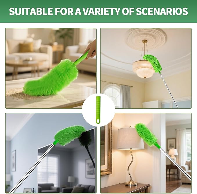 dusters for Cleaning extendable Long Handle，Webster Cobweb Duster with Extension Pole，Spider Web Remover Brush with Pole，Outdoor Web Cleaner Outside for use on Ceilings, cabinets, Walls, Light