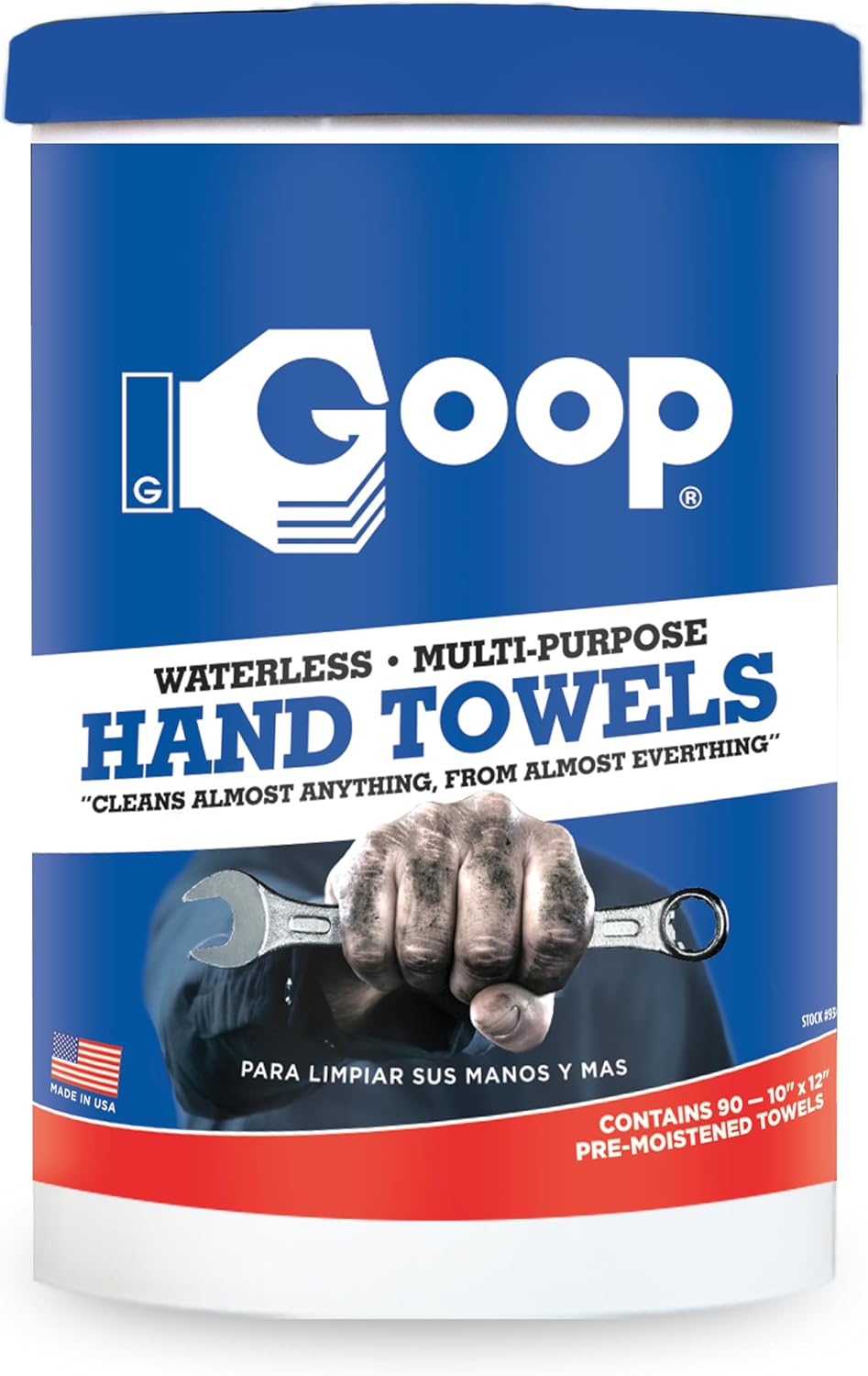 GOOP Multi-Purpose Waterless Hand Cleaner Towels - 90, 10" x 12" Towels