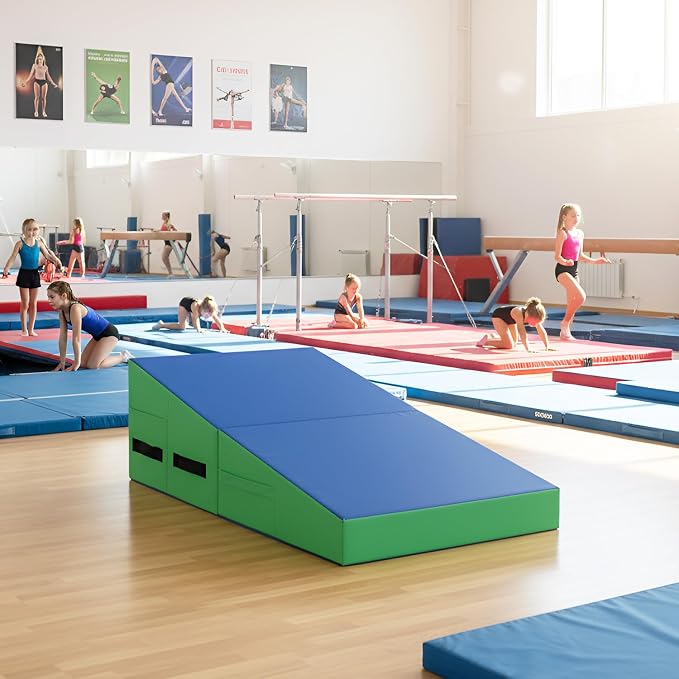 BestMassage Gymnastics Mat Incline Mat Tumbling Mat Folding Gymnastic Tumbling Mat Indoor/Outdoor Exercise Mat Home Gym Yoga Mat with Handle