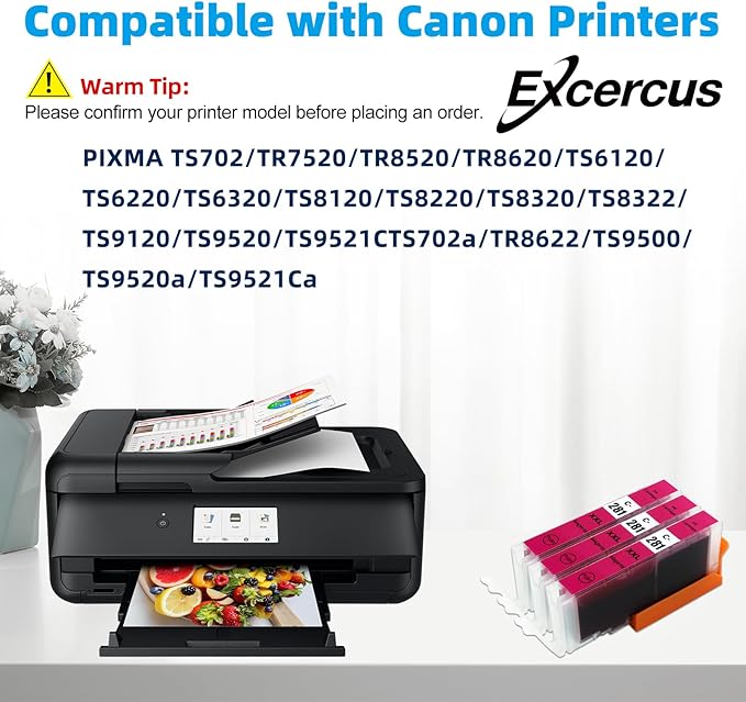 CLI281 CLI-281 XXL Magenta Ink Cartridge Replacement for Canon CLI-281XXL Magenta Work with Canon PIXMA TR7520 TR8520 TS6320 TS8120 TS8320 TS9120 (3X CLI-281XXL M)