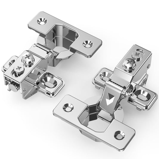 Chibery 50 Pack 1/2" Overlay Soft Close Face Frame ＆ Frameless Hinges, Stainless Steel Quiet 3D Concealed for Kitchen Door, 105° Slow Smooth Hardware Replacement, Self Closing Hidden, Satin Nickel