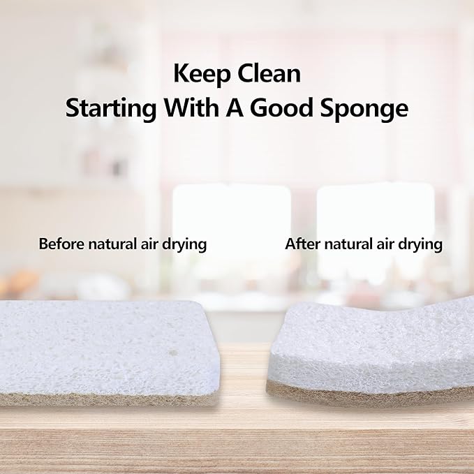 Kitchen Biodegradable Compostable Cellulose Sponges - Pack of 15 Eco Friendly Sponge