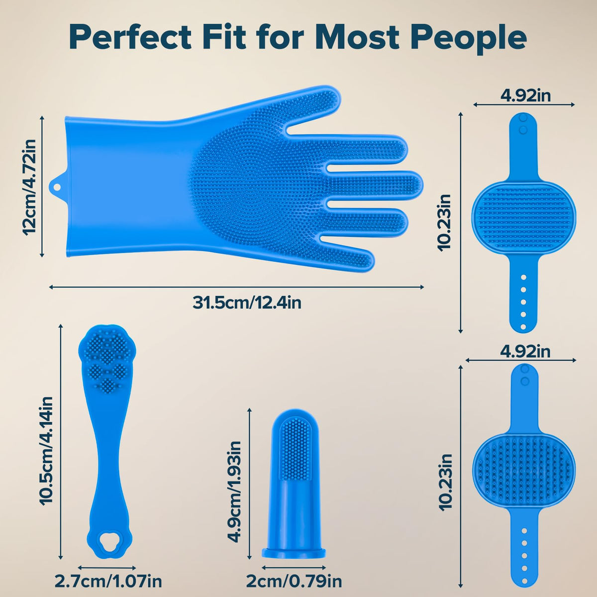 Augwind 6PCS Pet Grooming Kit | Dog Washing Gloves | Dog Bath Brush | Dog Bath Gloves | Dog Shampoo Brush | Pet Grooming Gloves | Cat Bathing Supplies | Dog Bath Supplies (Navy Blue)