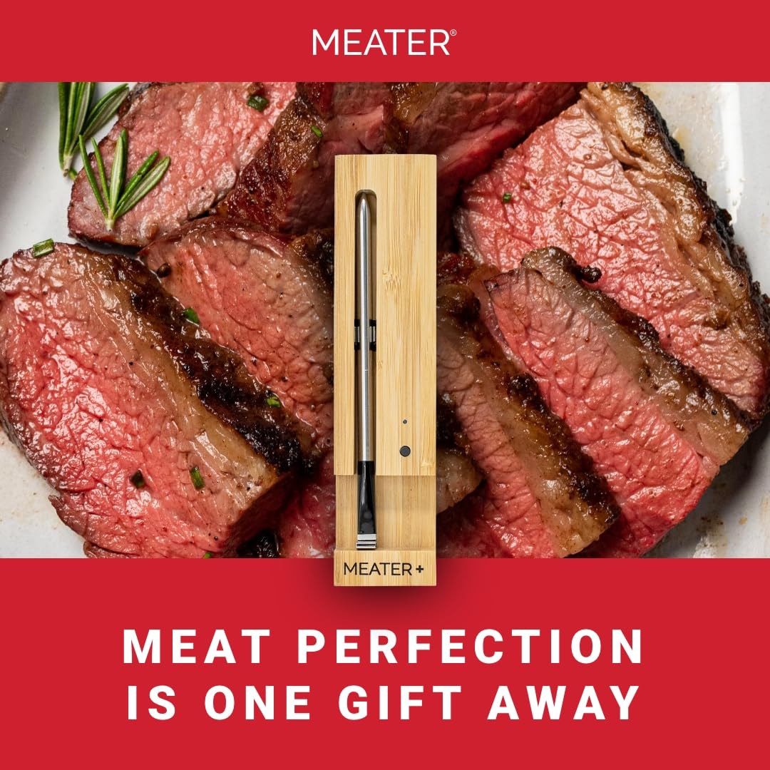 MEATER Plus: Smart Bluetooth Wireless Meat Thermometer Digital | BBQ, Grill, Oven, Smoker, Air Fryer, Kitchen | Perfect for Steak, Chicken, Turkey, and More | Delicous Recipes in App