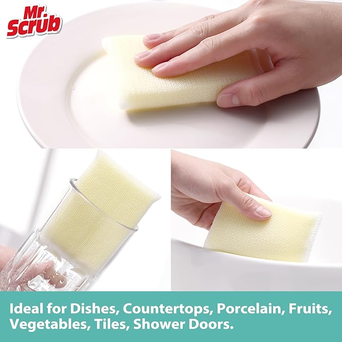 Sponges Kitchen Scrub Dish Sponge Scouring Pad, 24 Pads Cleaning Brush Dishwasher Soap Supplies, Dishwashing Dinnerware Towels Sink Pan Pot Cloth Rags Holder Bathroom Bathtub