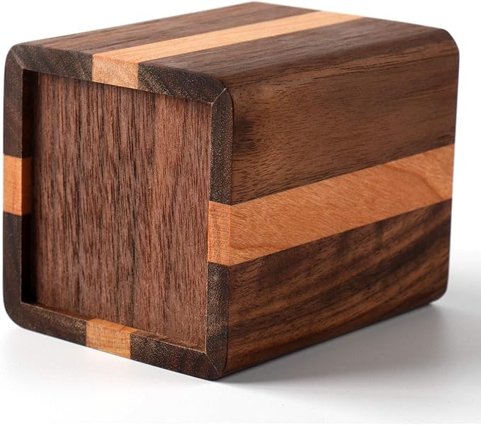 Walnut Pencil Holder Wood Pen Holder For Desk Pen Cup Organizer Ofiice Pencil Stand Simple(Cherry center walnut side)