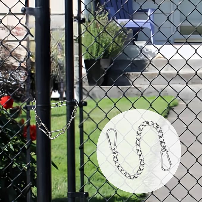 Gate Chain for Outdoor Fence - Rustproof Metal Gate Latch Chain with Hooks, Secure and Durable for Garden, Yard, and Farm Use - Easy Installation, Weather Resistant (1 Pack)