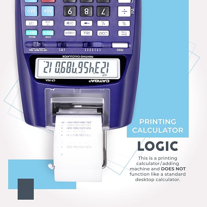 CATIGA New & Upgraded 2025 Printing Calculator Adding Machine 10 Key, Desktop Home Office Calculator with Paper Roll Print Out, Accounting Business Finance