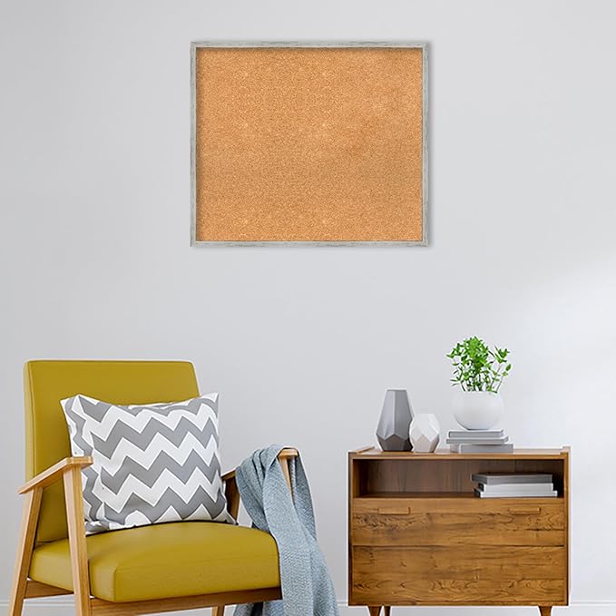 Amanti Art Natural Cork Board for Wall, 25x29 Vision Board with White Frame, Large Corkboard Office Decor for Home Organization, Cottage Corkboard Pinboard to Display Items for Home Organization in