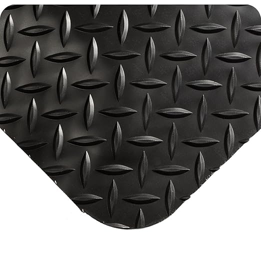 Wearwell 414.1516x2x13BK Diamond-Plate SpongeCote UltraSoft Mat, 13' Length x 2' Width x 15/16" Thick, Black
