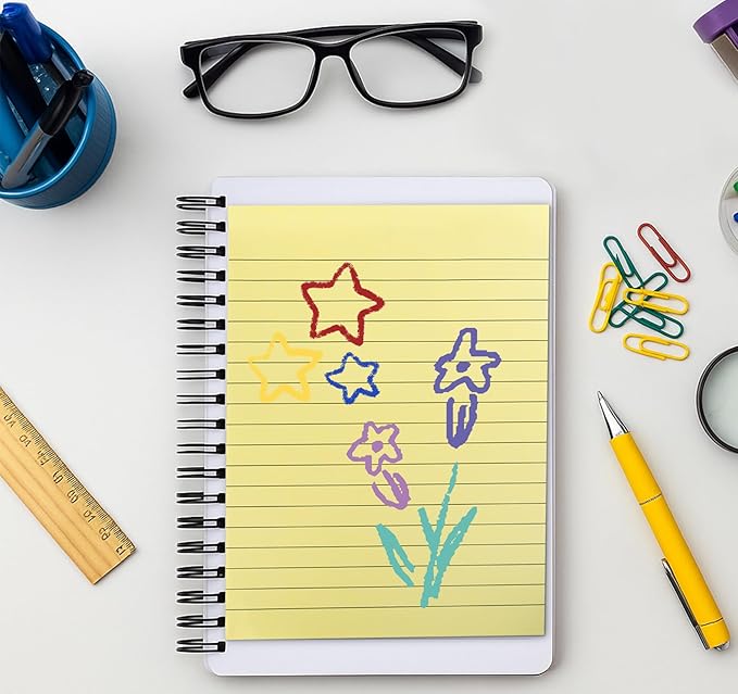 6 Pack 8x6 Inch Lined Sticky Notes, 300 Sheets Large Yellow Sticky Notes with Lines Super Sticking Power Memo Pads, Self-Stick Note Pads for School Office Home