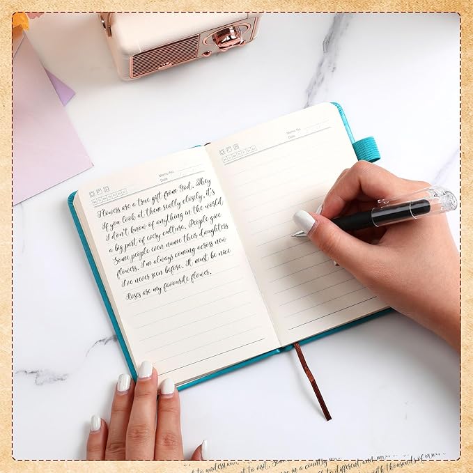 Estune Tree Small Notebooks Pen Leather Lined Pocket Subject Notebooks Hardcover Pocket Notepad Cute Ruled Leather Journals with Pen Holder for Men Women School Business, A6(Stylish Color,20 Set)