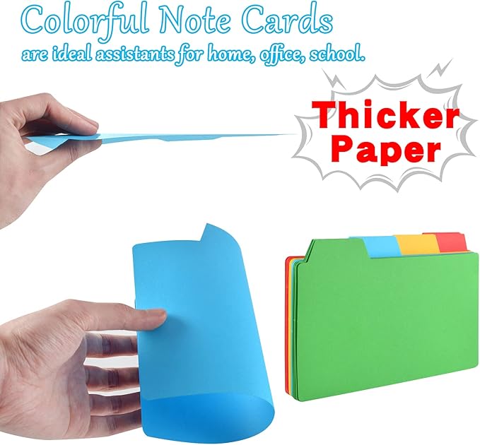 96 Pcs 5x8 Index Cards Dividers With Blank Tabs - Color Note Cards for Studying, Working, Office, School, Business, Home