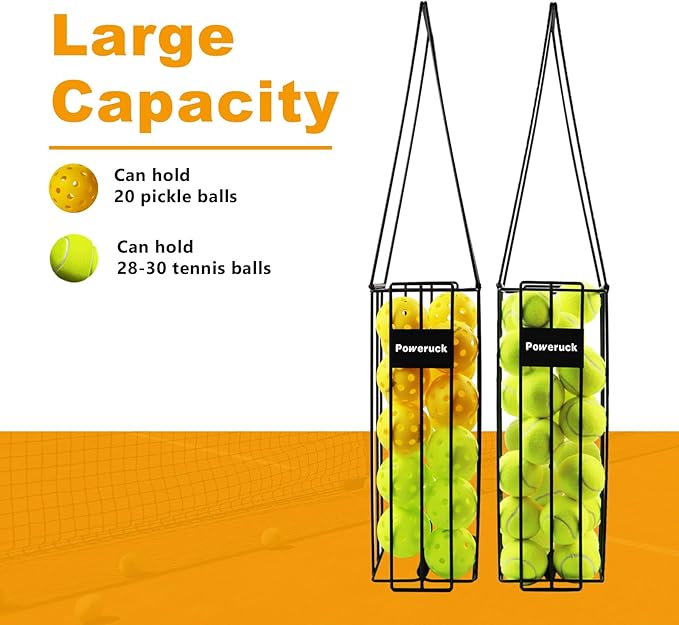 Pickleball Tennis Ball Hopper Set, Pickleball Tennis Ball Basket Holder with 20 Outdoor Pickleball Balls,Perfect Court Equipment for Beginner