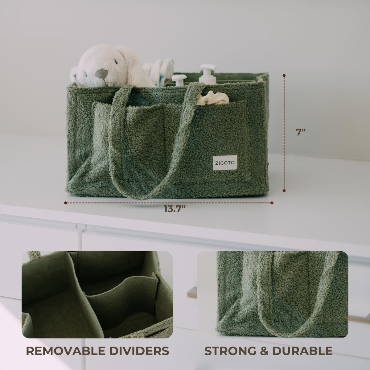 Beautiful Diaper Caddy Organizer - Versatile Storage Basket Easily Holds Diapers, Wipes and Other Baby Necessities - Perfect for Baby Showers, Functional Car Storage & Great Gift for Expecting Mothers