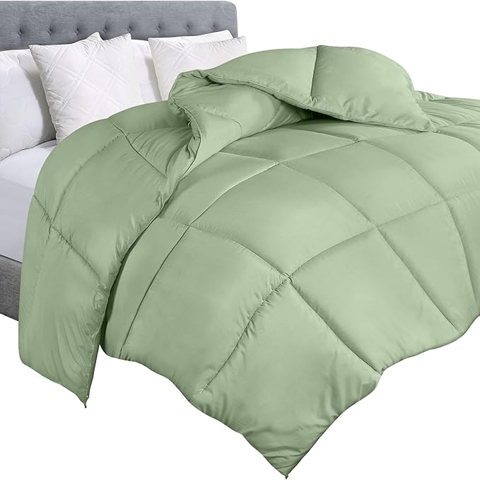 Utopia Bedding Comforter Duvet Insert, Quilted Comforter with Corner Tabs, Box Stitched Down Alternative Comforters Twin Size (Sage Green)
