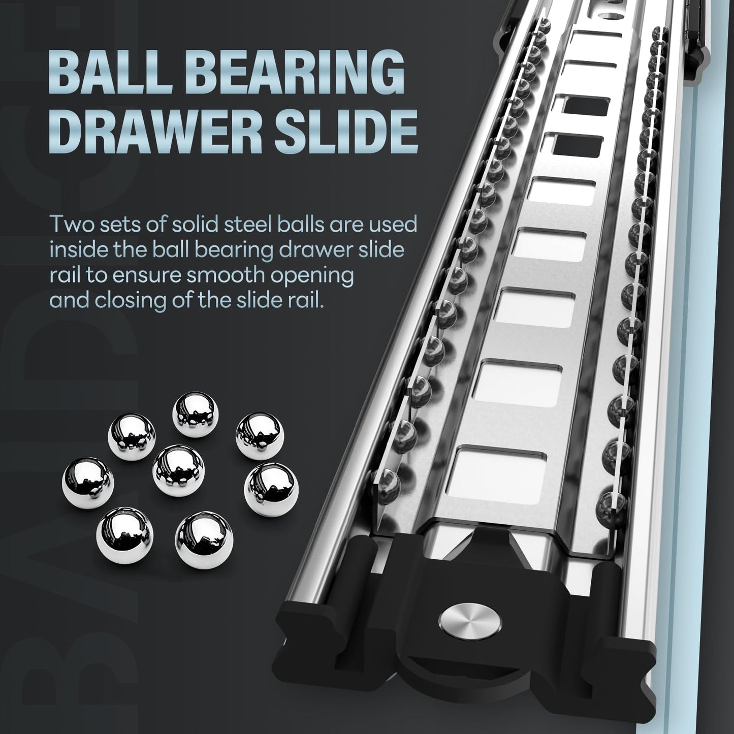 BAIDICE 1 Pair Heavy Duty Drawer Slides 12 14 16 18 20 22 24 26 28 30 32 34 36 38 40 Inch 150 lb Load Capacity Side Mount Full Extension Ball Bearing Rail Runner（Without Lock,16 inch）