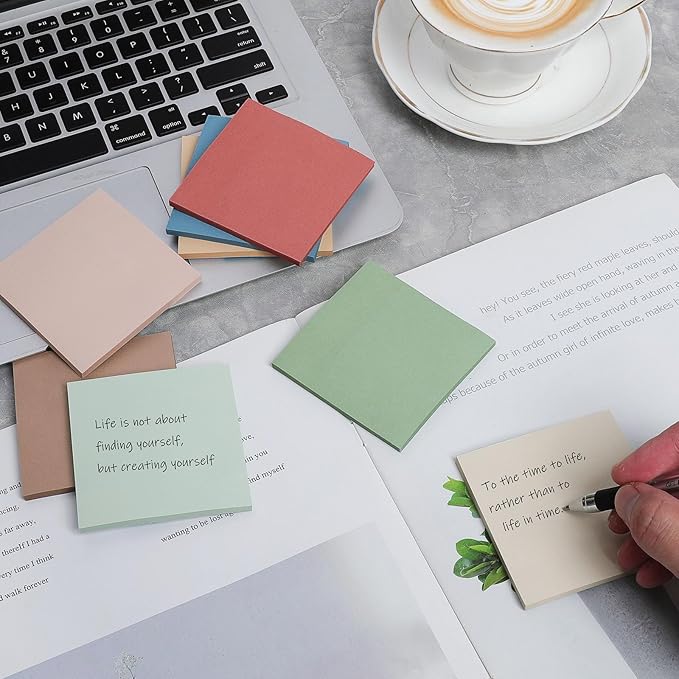 (24 Pack) Sticky Notes 3x3 in., Sticky Note Pads, Vintage Colors Self-Stick Notes Pads, Strong Adhesive, Recyclable, Easy to Post for Home, Office, Notebook