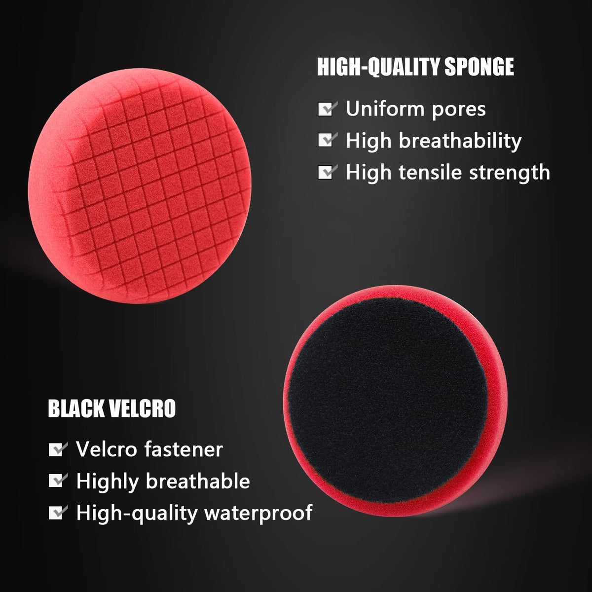 Red Finish Polishing Pads, Buffing Pads, SPTA 1Pcs 3.5 Inch Face for 3 Inch 80mm Backing Plate Compound Buffing Sponge Pads for Car Buffer Polisher Compounding, Polishing and Waxing-FPTSS3R